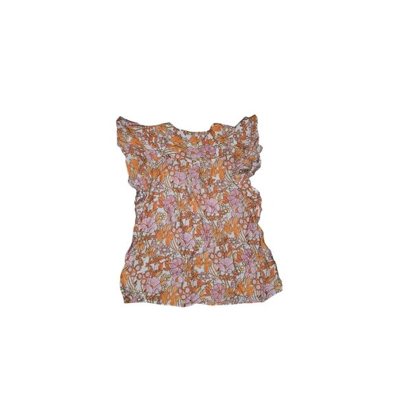 Floral Ruffle Sleeve Top By Ryegrass Small Orange & Pink - Picture 2 of 7